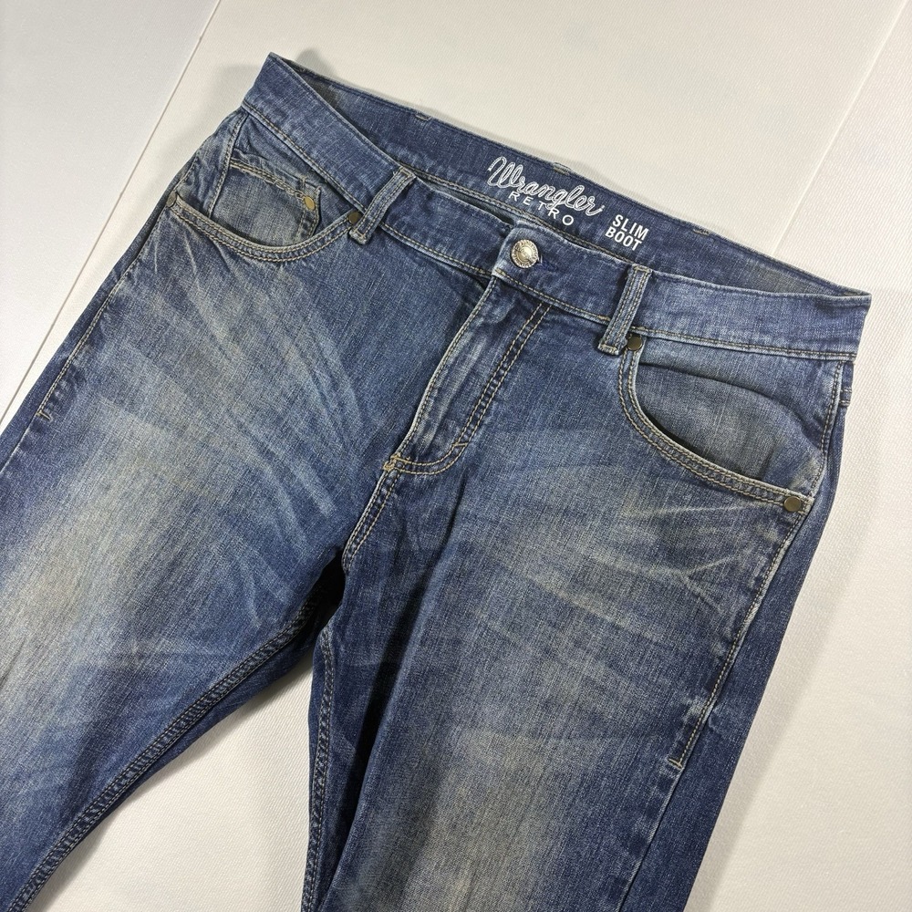 Wrangler Retro Slim Boot Jeans Men's 34x30 Medium Wash Western Cowboy Denim